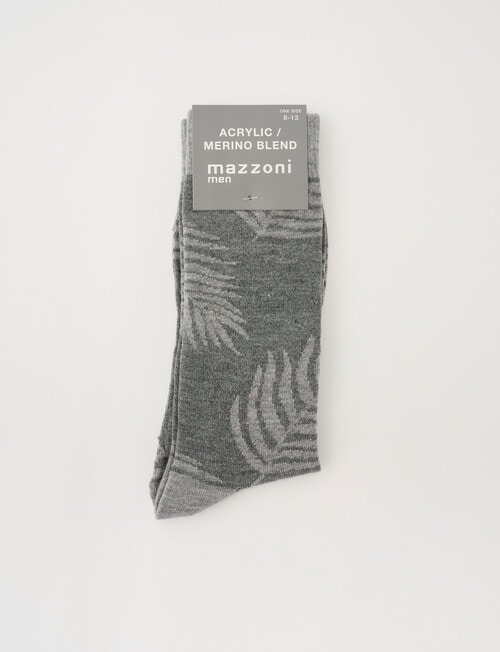 Mazzoni Palm Leaf Acrylic & Merino-Blend Dress Sock, Grey product photo View 02 L