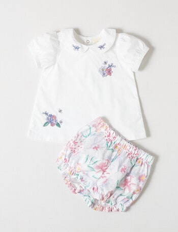 Little Bundle Floral Blouse and Bloomer 2 Piece Set, Pink & Purple product photo