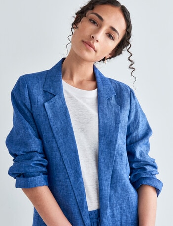 Zest Linen Relaxed Blazer, Ink Chambray product photo