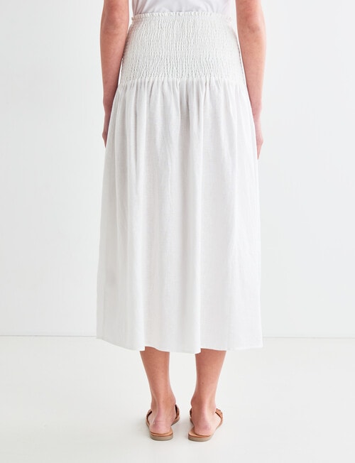 Zest Linen Shirred Waist Skirt, White product photo View 02 L
