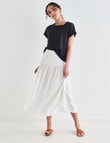 Zest Linen Shirred Waist Skirt, White product photo View 03 S