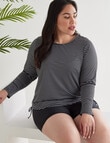 Zest Resort Curve Stripe Long Sleeve Ruched Side Swim Tee, Black & White product photo View 04 S