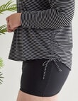 Zest Resort Curve Stripe Long Sleeve Ruched Side Swim Tee, Black & White product photo View 05 S