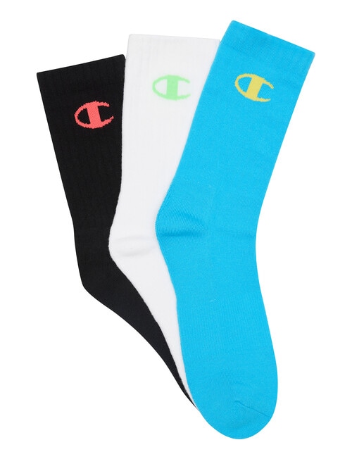 Champion Athletic Crew C Logo Sock, 3-Pack, Casa Azul, Black & White product photo