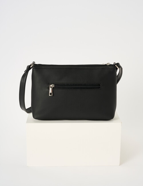 Pronta Moda East-West Crossbody Bag With Rivets, Black product photo View 02 L