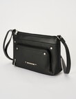 Pronta Moda East-West Crossbody Bag With Rivets, Black product photo View 03 S