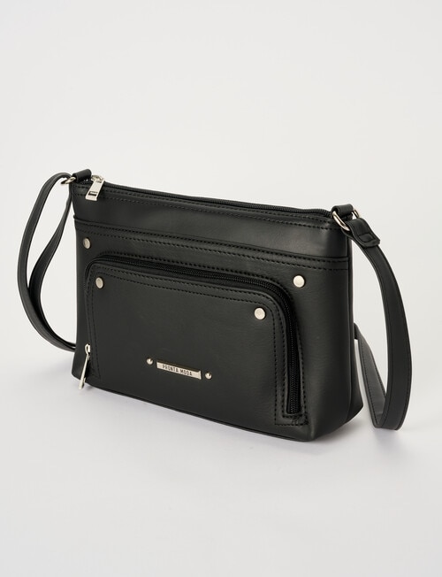 Pronta Moda East-West Crossbody Bag With Rivets, Black product photo View 03 L