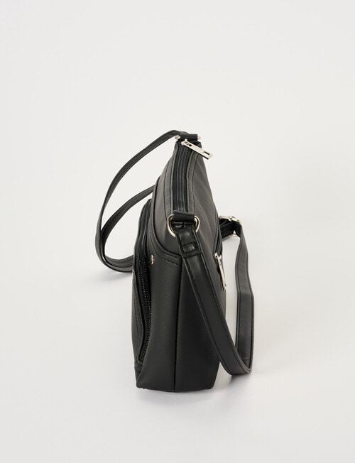 Pronta Moda East-West Crossbody Bag With Rivets, Black product photo View 04 L