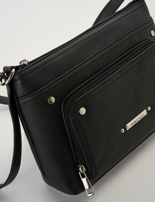 Pronta Moda East-West Crossbody Bag With Rivets, Black product photo View 05 L