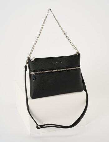 Pronta Moda Lacey Crossbody Bag With Chain, Black product photo