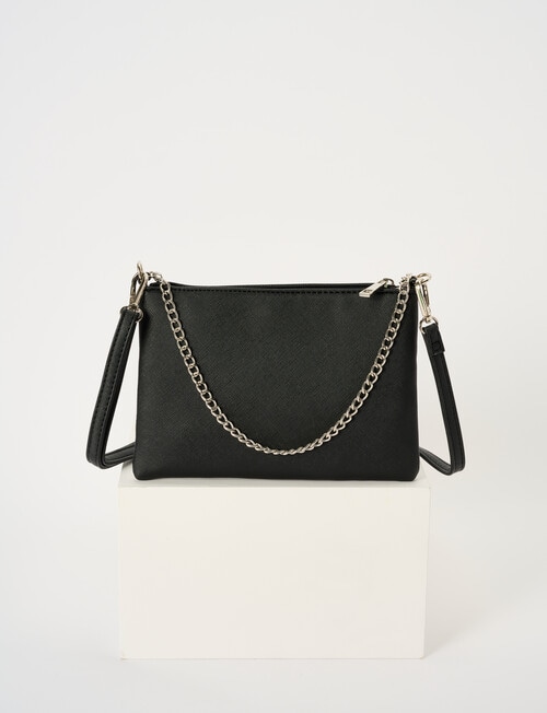 Pronta Moda Lacey Crossbody Bag With Chain, Black product photo View 02 L