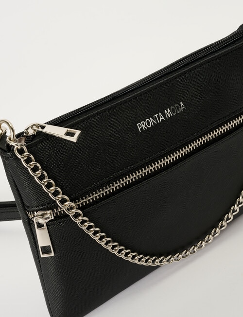 Pronta Moda Lacey Crossbody Bag With Chain, Black product photo View 04 L