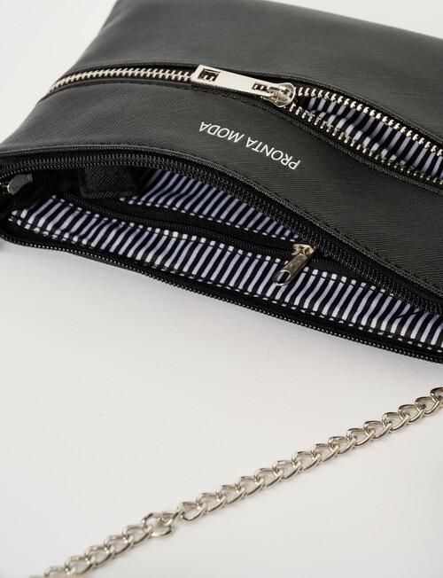Pronta Moda Lacey Crossbody Bag With Chain, Black product photo View 05 L