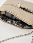 Pronta Moda Lacey Crossbody Bag With Chain, Taupe product photo View 05 S