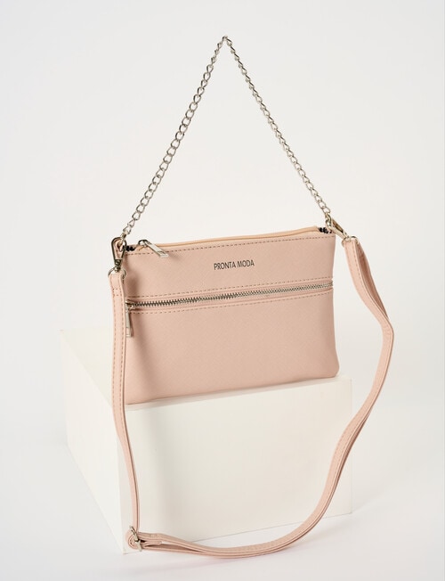 Pronta Moda Lacey Crossbody Bag With Chain, Blush product photo