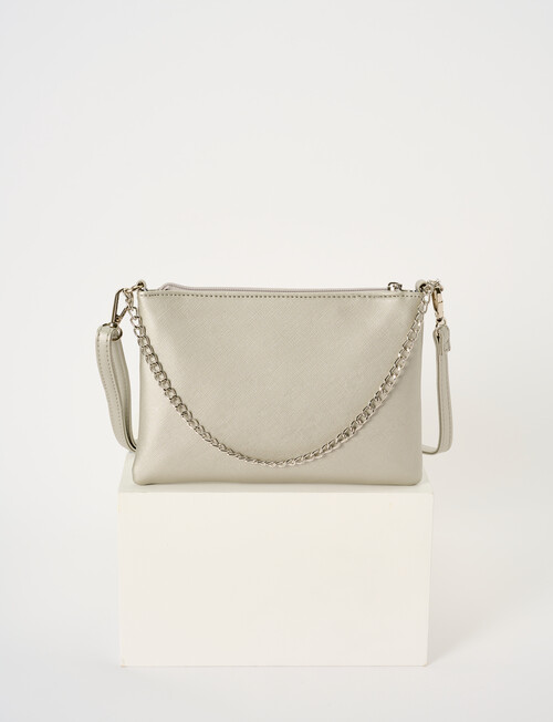 Pronta Moda Lacey Crossbody Bag With Chain, Silver product photo View 02 L