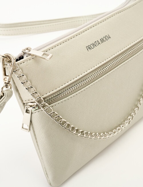 Pronta Moda Lacey Crossbody Bag With Chain, Silver product photo View 04 L