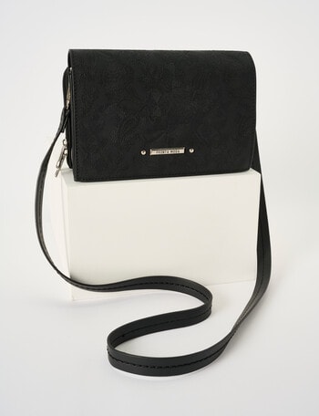 Pronta Moda Chic Crossbody Bag With Embossing, Black product photo