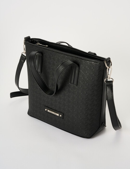 Pronta Moda Textured Medium Tote Bag, Black product photo View 03 L