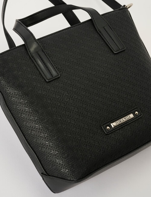 Pronta Moda Textured Medium Tote Bag, Black product photo View 05 L