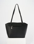 Pronta Moda Textured Zip Shopper Bag, Black product photo View 02 S