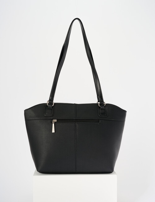 Pronta Moda Textured Zip Shopper Bag, Black product photo View 02 L