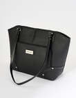 Pronta Moda Textured Zip Shopper Bag, Black product photo View 03 S