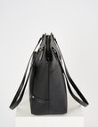 Pronta Moda Textured Zip Shopper Bag, Black product photo View 04 S