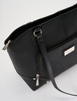 Pronta Moda Textured Zip Shopper Bag, Black product photo View 05 S