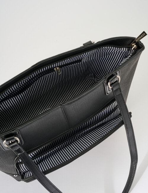 Pronta Moda Textured Zip Shopper Bag, Black product photo View 06 L