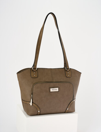 Pronta Moda Textured Zip Shopper Bag, Taupe product photo