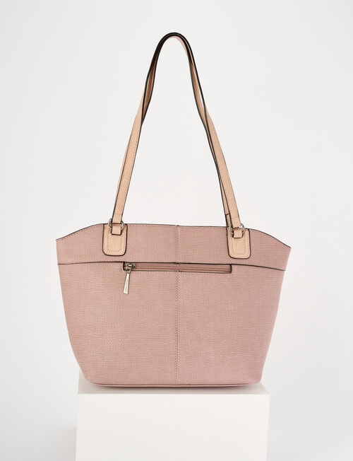 Pronta Moda Textured Zip Shopper Bag, Blush product photo View 02 L