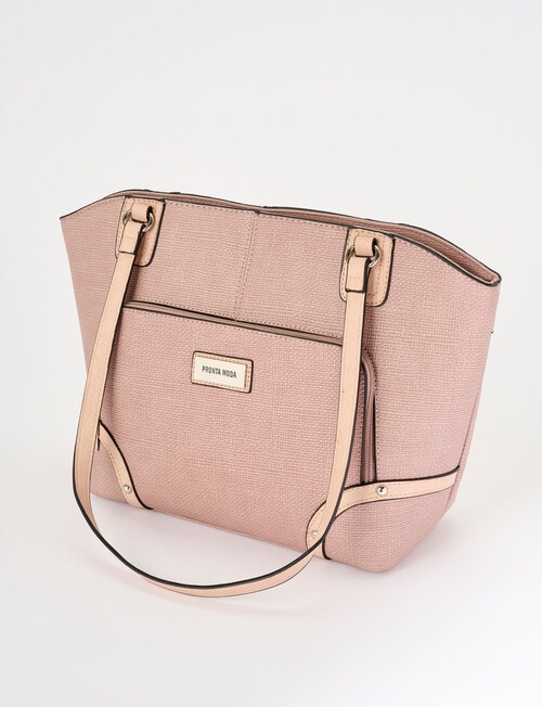 Pronta Moda Textured Zip Shopper Bag, Blush product photo View 03 L