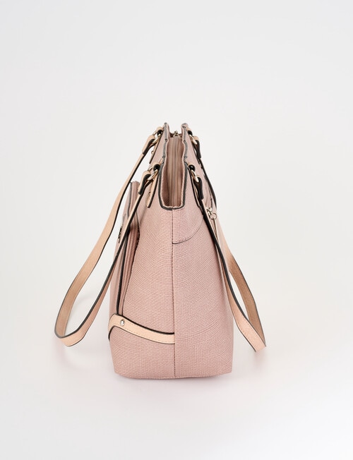 Pronta Moda Textured Zip Shopper Bag, Blush product photo View 04 L