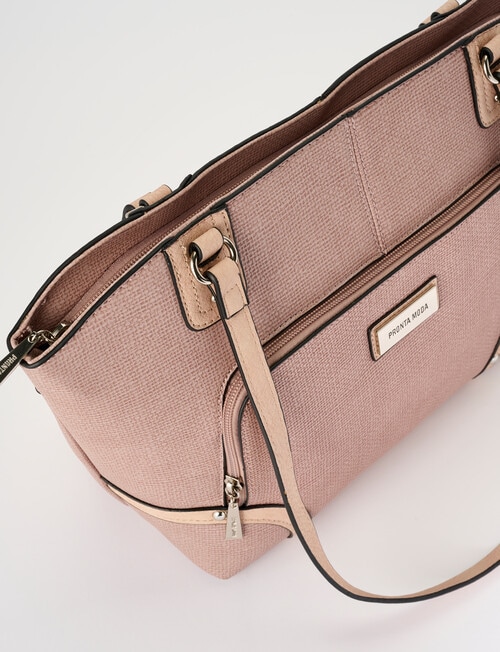 Pronta Moda Textured Zip Shopper Bag, Blush product photo View 05 L