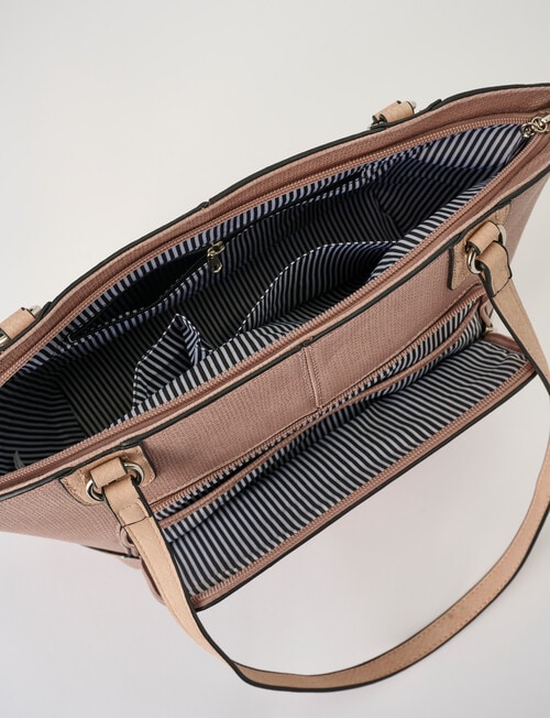 Pronta Moda Textured Zip Shopper Bag, Blush product photo View 06 L