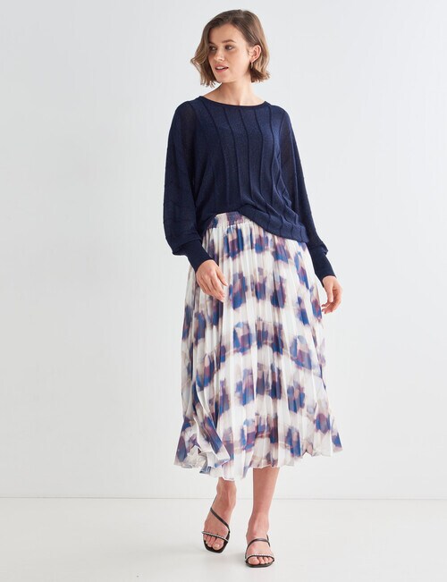 Jigsaw Pleat Print Skirt, Natural Skirts