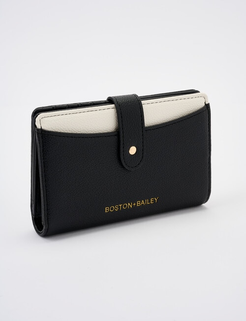 Boston + Bailey Medium Flap Wallet Coin Purse, Black & White product photo