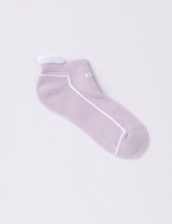 DS Socks Coolmax Cotton Cushion Sole Sport Anklet, White & Grey Lilac product photo