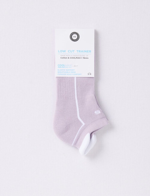 DS Socks Coolmax Cotton Cushion Sole Sport Anklet, White & Grey Lilac product photo View 02 L