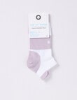 DS Socks Coolmax Cotton Cushion Sole Rib Sport Anklet, White & Grey Lilac product photo View 02 S