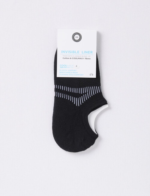 DS Socks Coolmax Grip Cotton Sport Liner, Black & White product photo View 02 L