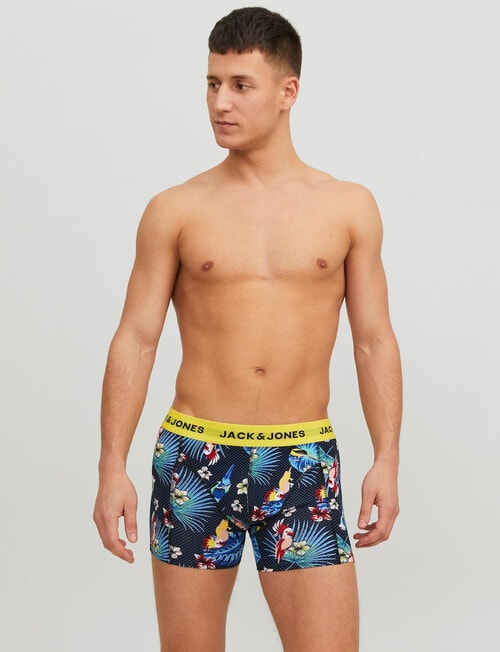 Jack & Jones Cotton Flower Bird & Plain Trunks, 3-Pack, Black product photo View 02 L