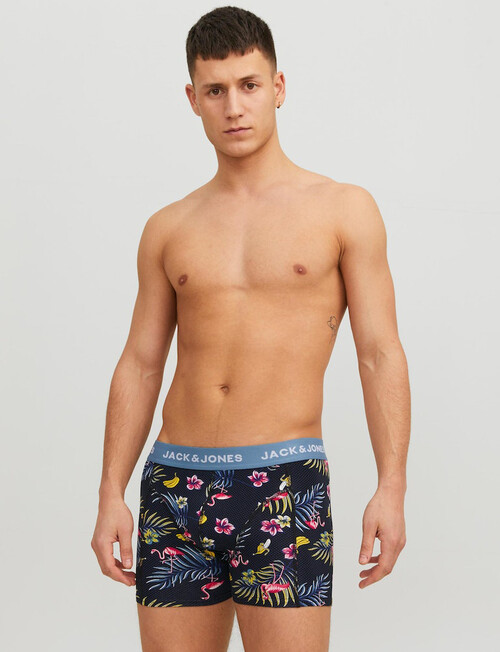 Jack & Jones Cotton Flower Bird & Plain Trunks, 3-Pack, Black product photo View 05 L