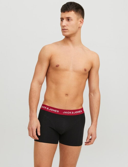 Jack & Jones Cotton Flower Bird & Plain Trunks, 3-Pack, Black product photo View 06 L