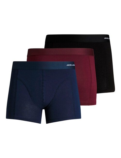 Jack & Jones Viscose Bamboo Basic Trunk, 3-Pack, Navy, Red & Black product photo