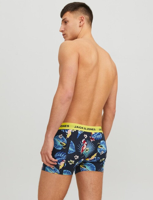 Jack & Jones Cotton Flower Bird & Plain Trunks, 3-Pack, Black product photo View 03 L