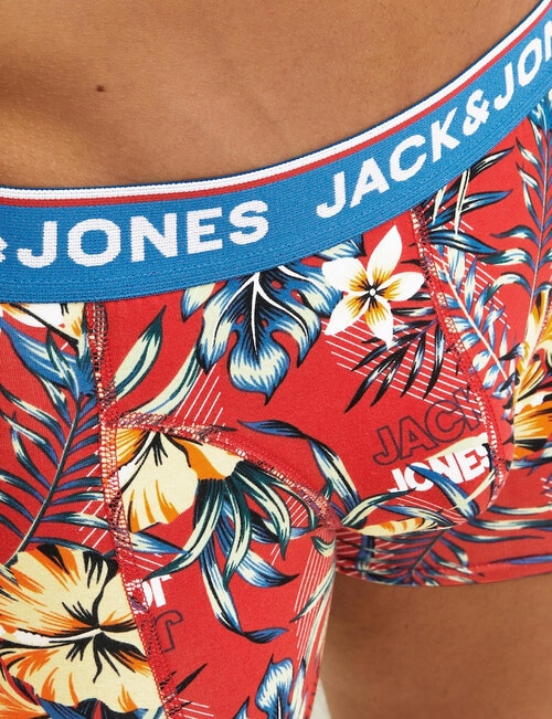 Jack & Jones Cotton Floral & Plain Trunks, 3-Pack, Multicolour & Blue product photo View 04 L