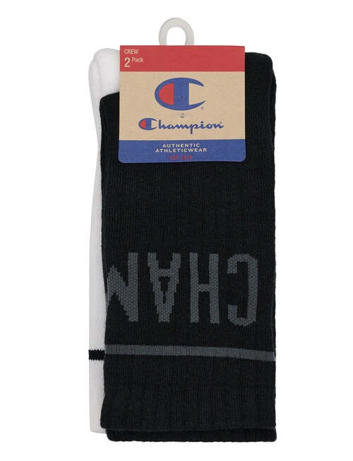 Champion Rochester Flex Crew Sock, 2-Pack, Black & White product photo View 02 L