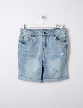 No Issue Distressed Denim Short, Blue product photo